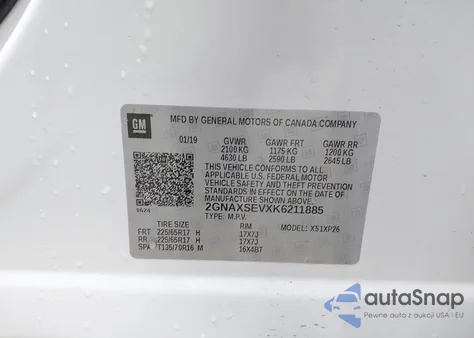 2019 Chevrolet Equinox Ls from USA, damaged, VIN 2GNAXSEVXK6211885